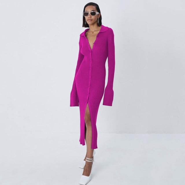 Dressbetty - Knitted V Neck Dress Sweater