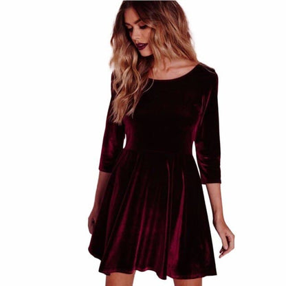 Large Size Xl Dress O-neck Lanterm Sleeve Slim Night Party Short Dress High Waist Long Dresses