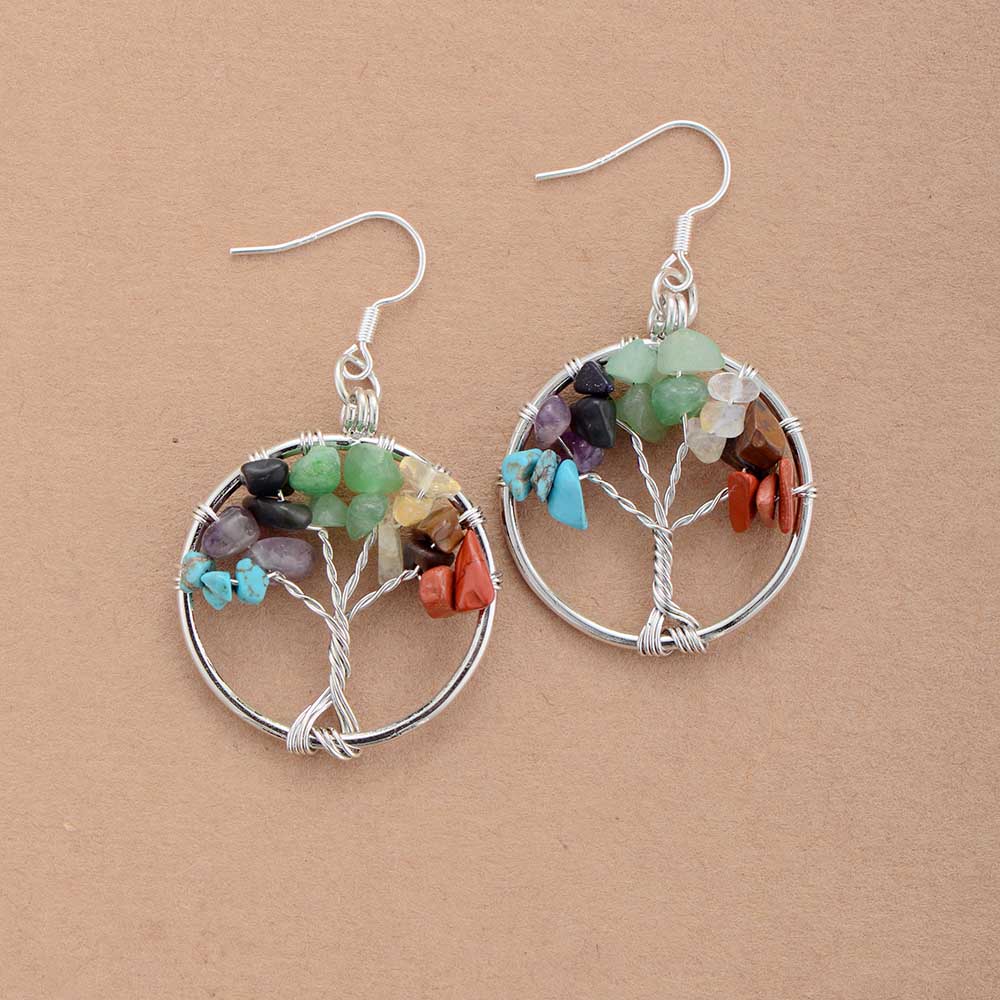 7 Chakra Tree of Life Earrings