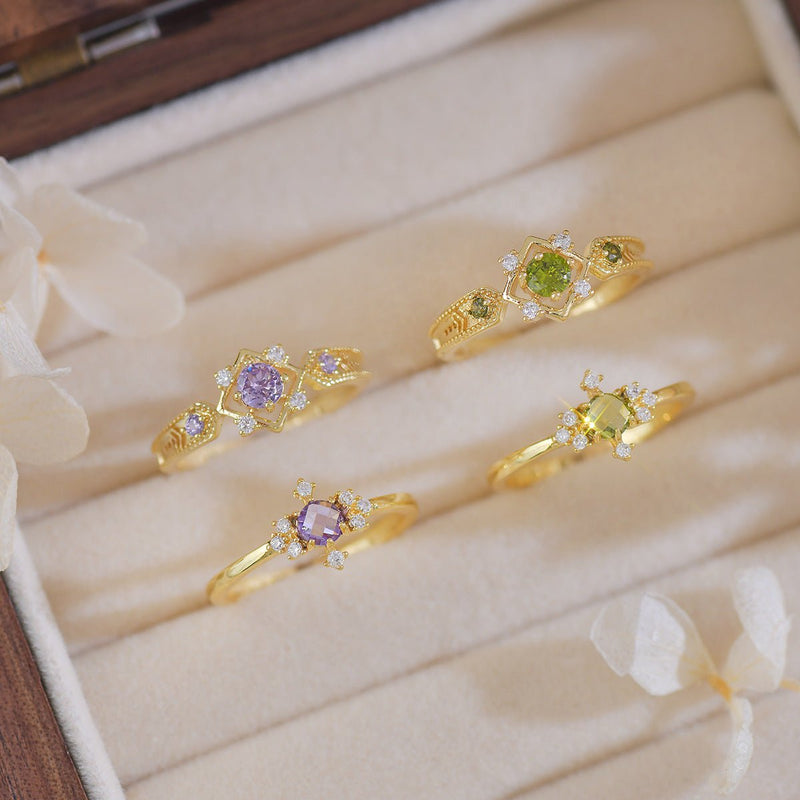 Amethyst Baroque Ring Set