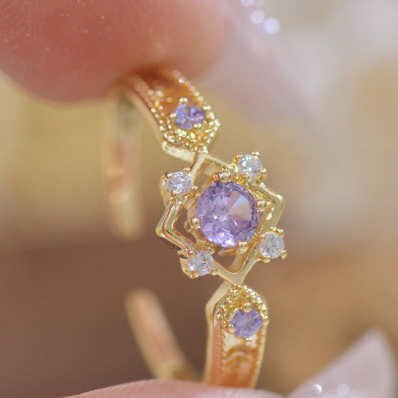 Amethyst Baroque Ring Set