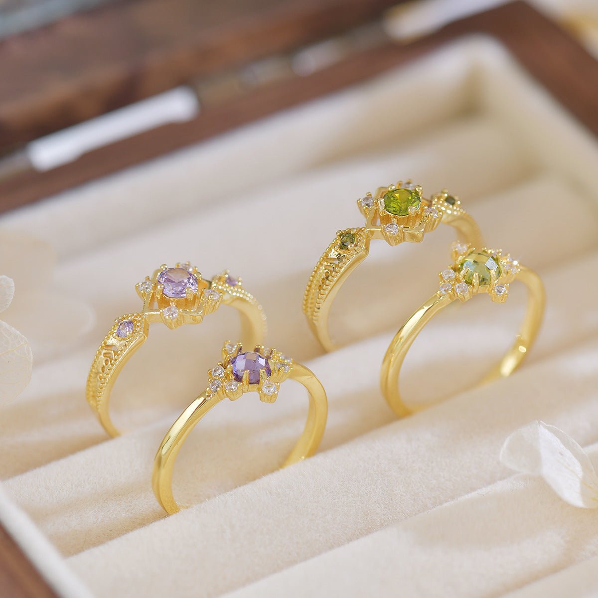 Amethyst Baroque Ring Set