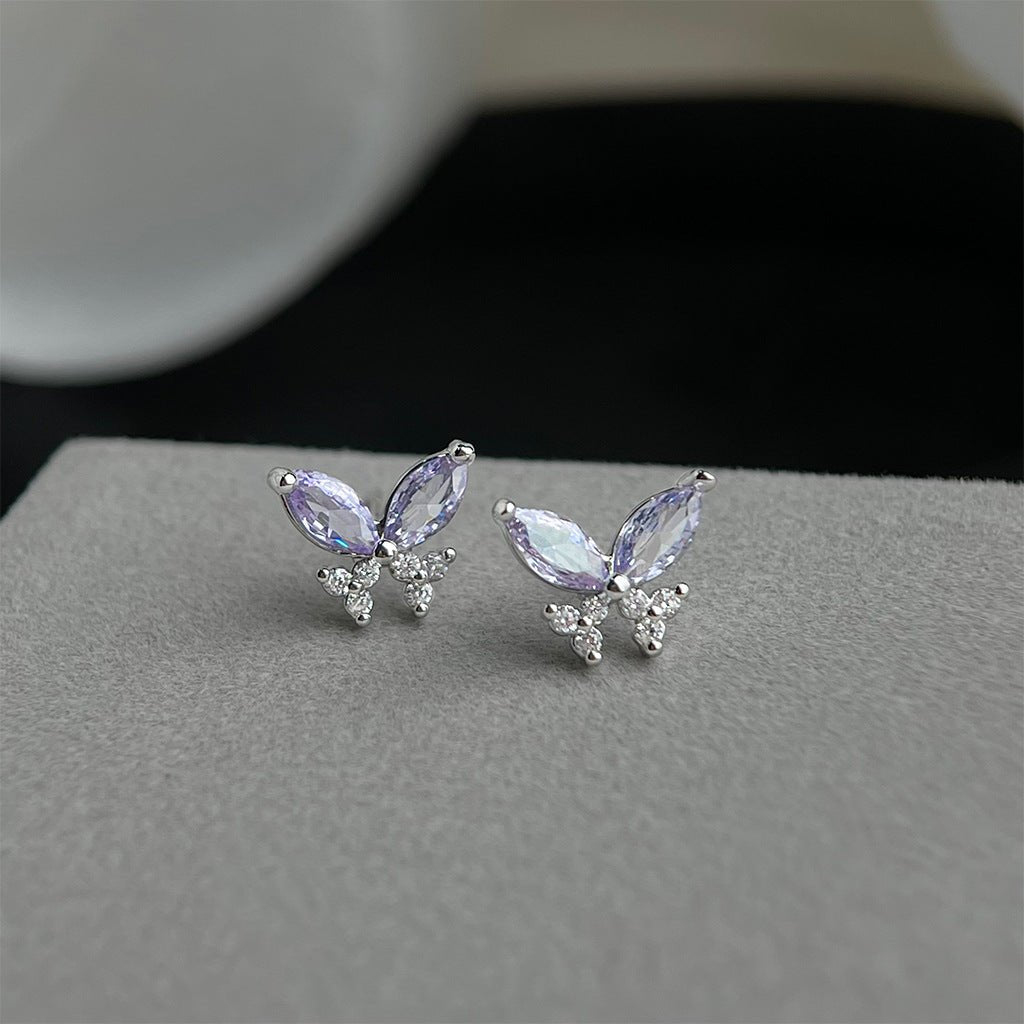 Purple Butterfly Stud Earrings