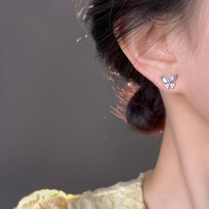 Purple Butterfly Stud Earrings
