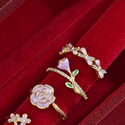 Purple Camellia Ring