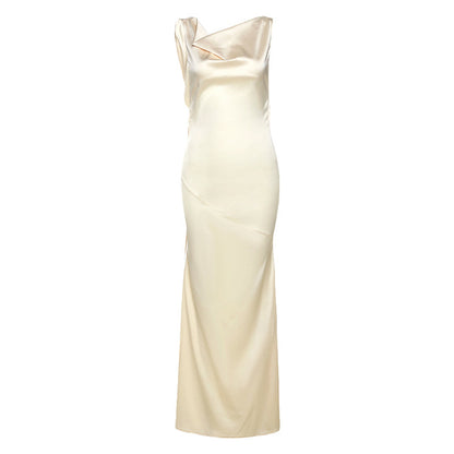 Beige Backless Holiday Maxi Dress