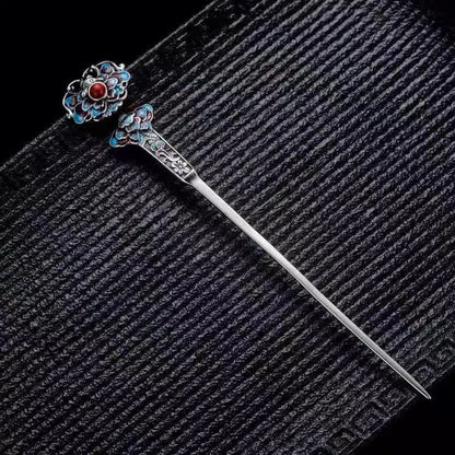 Red Agate Peony Flower Hairpin | Confidence & Calm 13.4cm