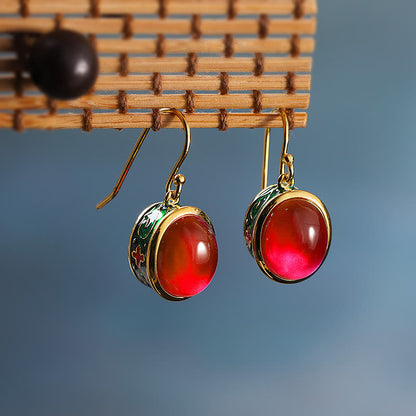 Red Corundum Spiritual Earrings for Confidence and Courage