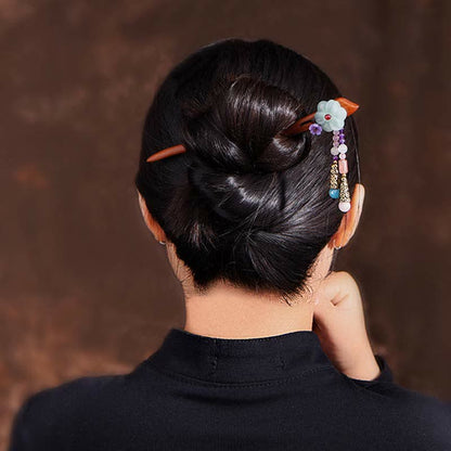 Red Sandalwood Amethyst Aventurine Protection Hairpin Chinese Style
