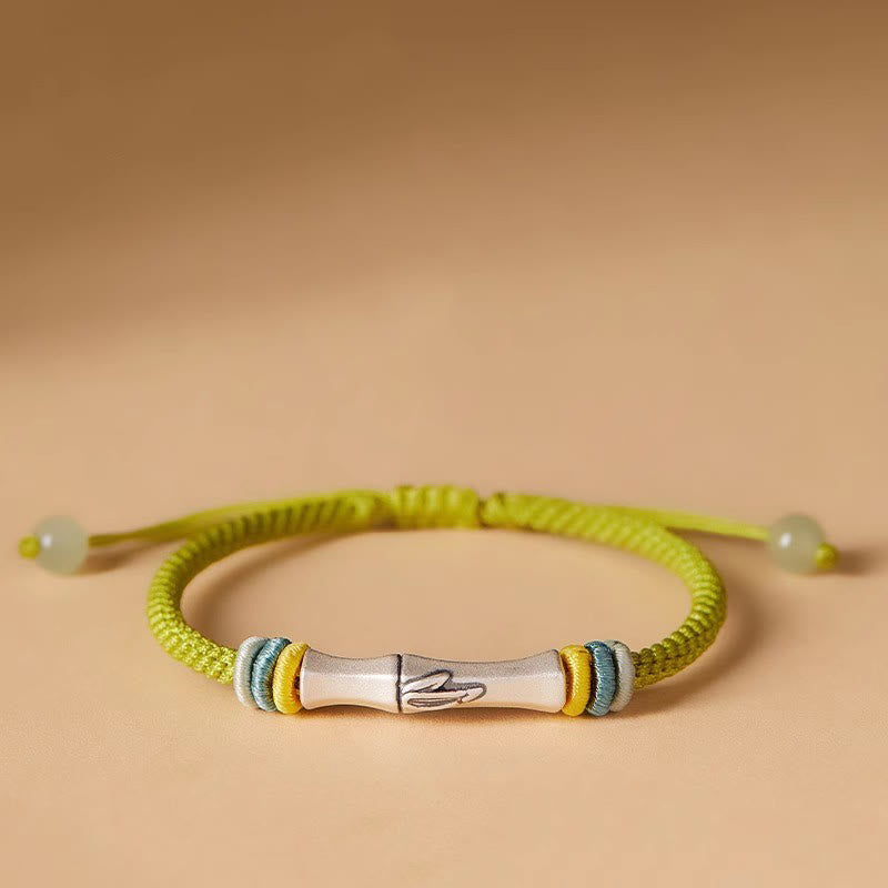 Red String 999 Sterling Silver Bamboo Enlightenment Bracelet