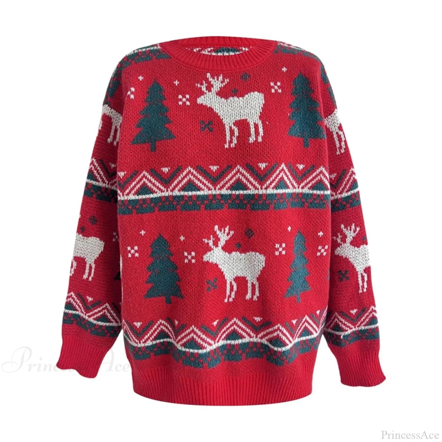 Red Winter Style Knitted Pullover Christmas Sweater