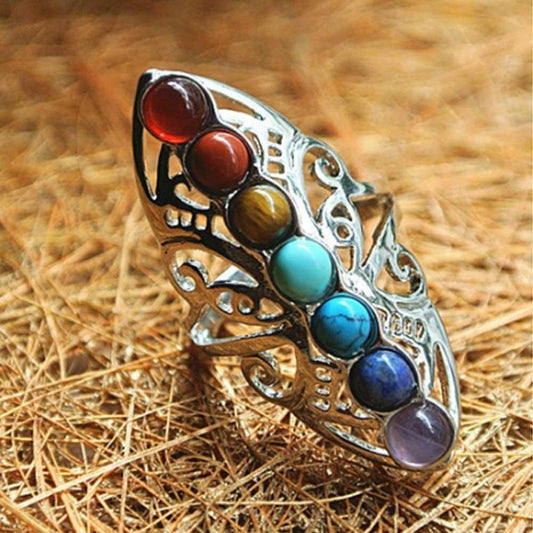 7 Chakra Natural Stone Reiki Ring