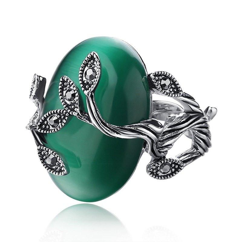 Agate Jade Silver Plated Ring