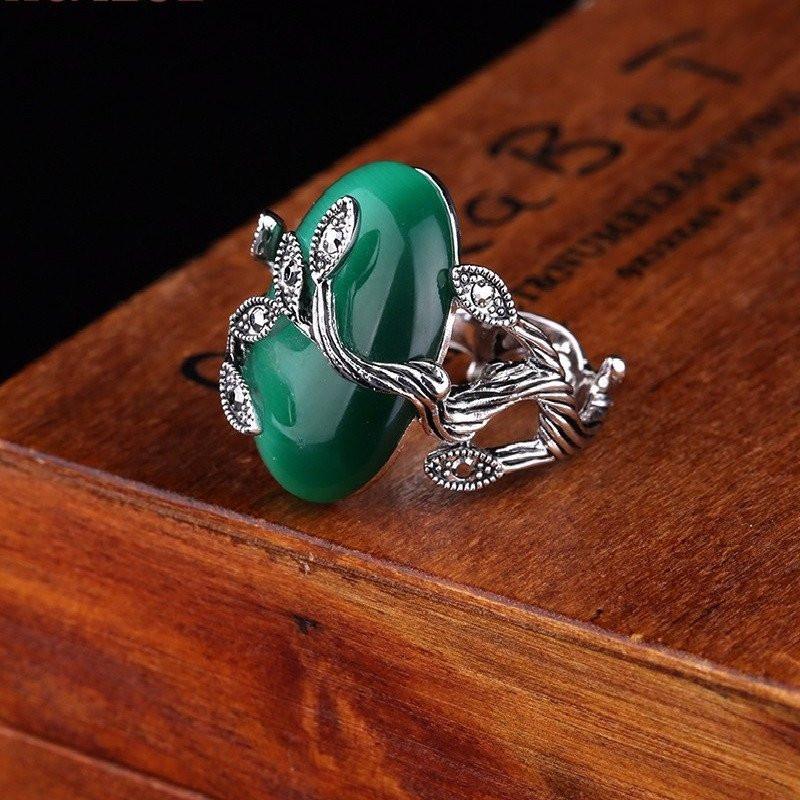 Agate Jade Silver Plated Ring
