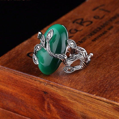 Agate Jade Silver Plated Ring