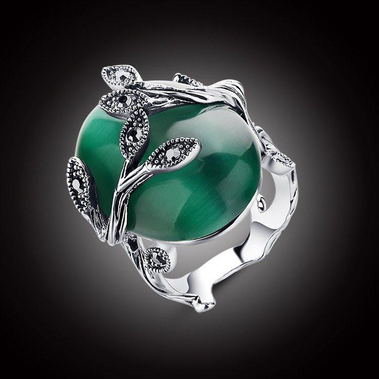 Agate Jade Silver Plated Ring