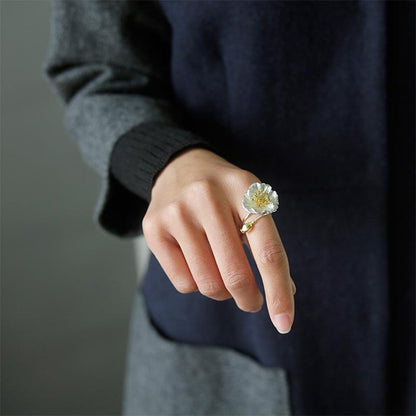 Blooming Poppy Sterling Silver Ring