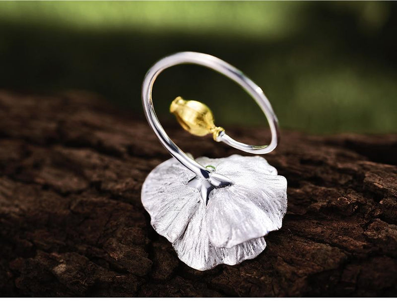 Blooming Poppy Sterling Silver Ring