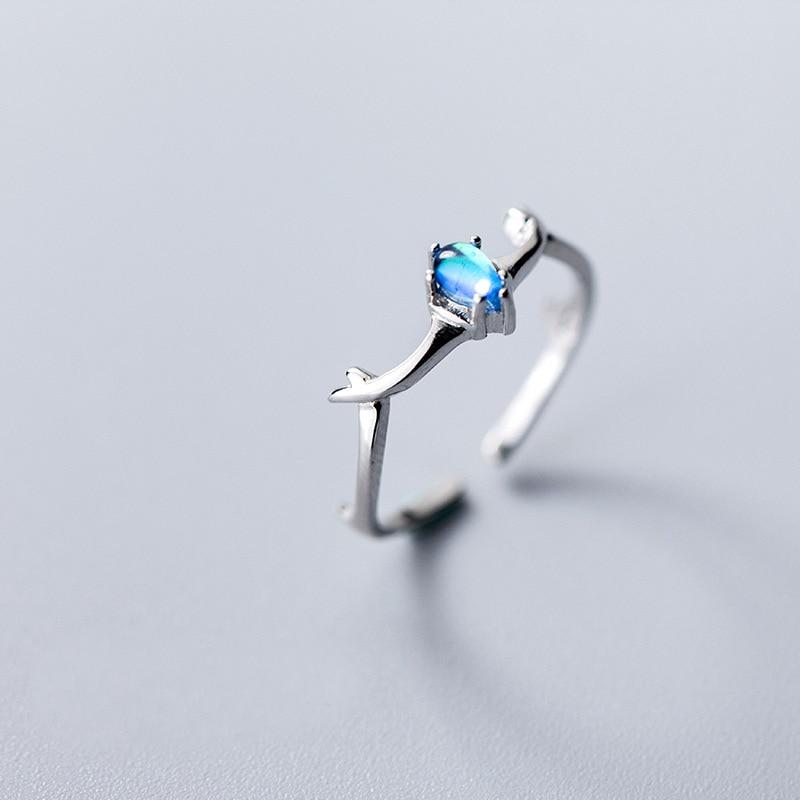 Blue Crystal Elk Silver Ring