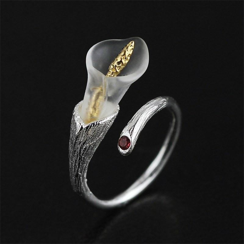 Calla Lily Sterling Silver Wrap Ring