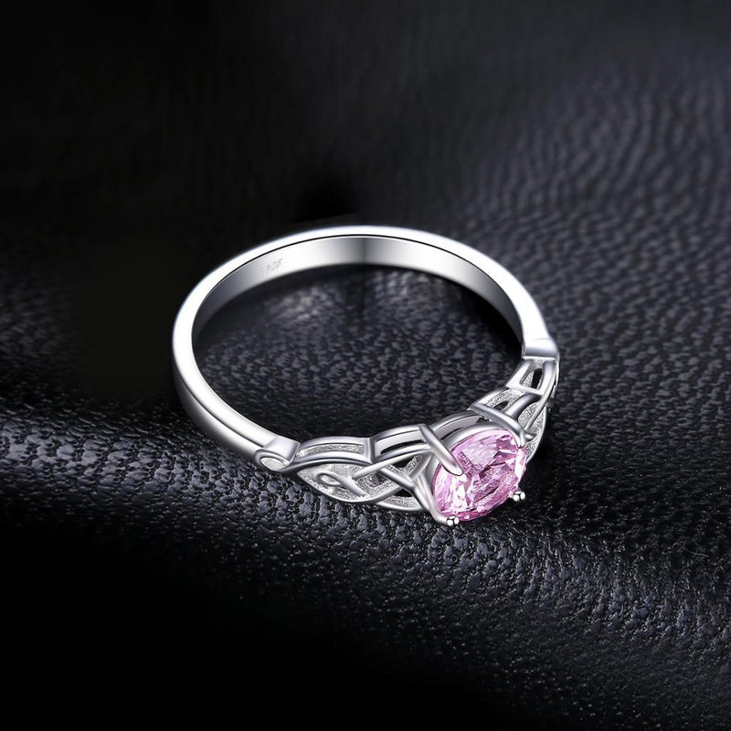 Celtic Pink Sapphire Silver Ring