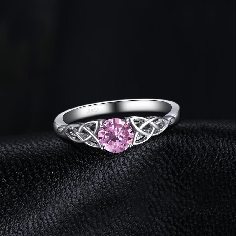 Celtic Pink Sapphire Silver Ring