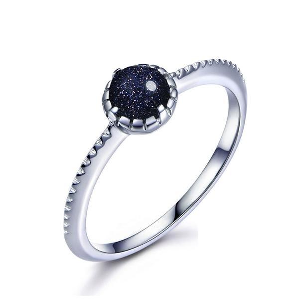 Cosmic Blue Sandstone Silver Ring