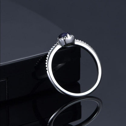 Cosmic Blue Sandstone Silver Ring