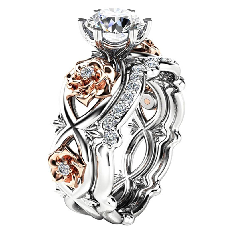 Crystal Rose Ring Set