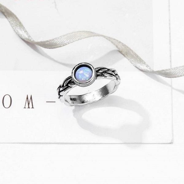 Dainty Opal Silver Ring