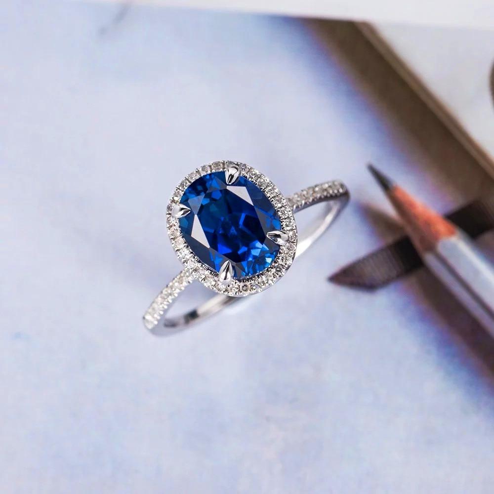 Blue Crystal Silver Ring