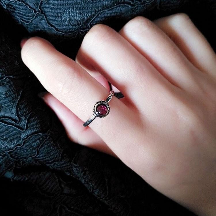 Fiery Red Stone Sterling Silver Ring