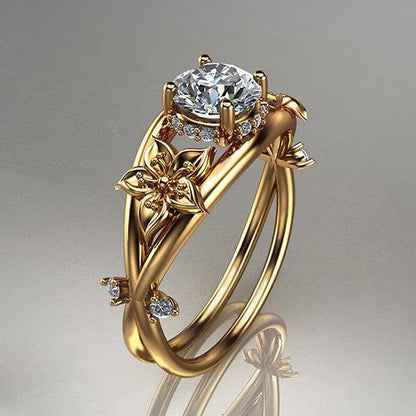 Golden Flower Crystal Ring