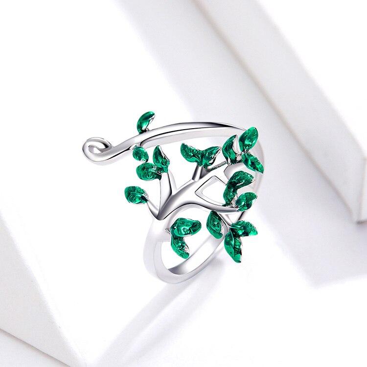Green Tree of Life Silver Ring