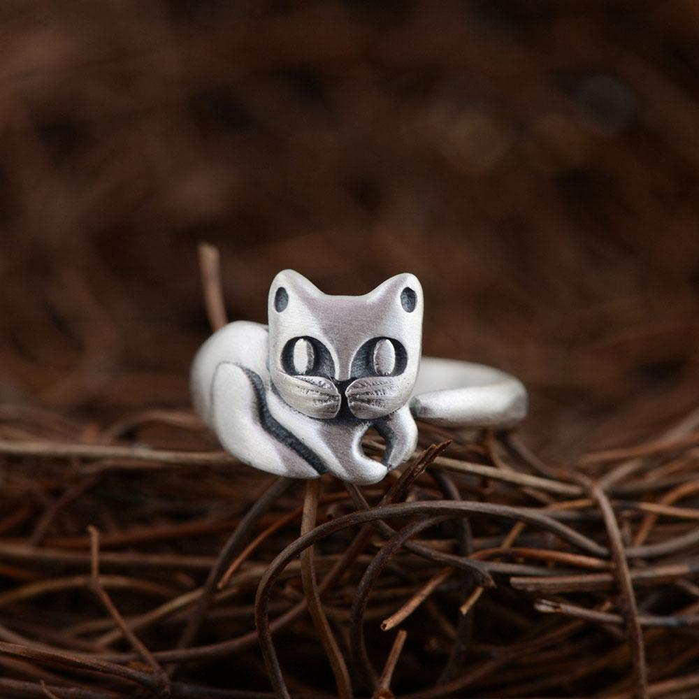 Kitty Cat Sterling Silver Ring