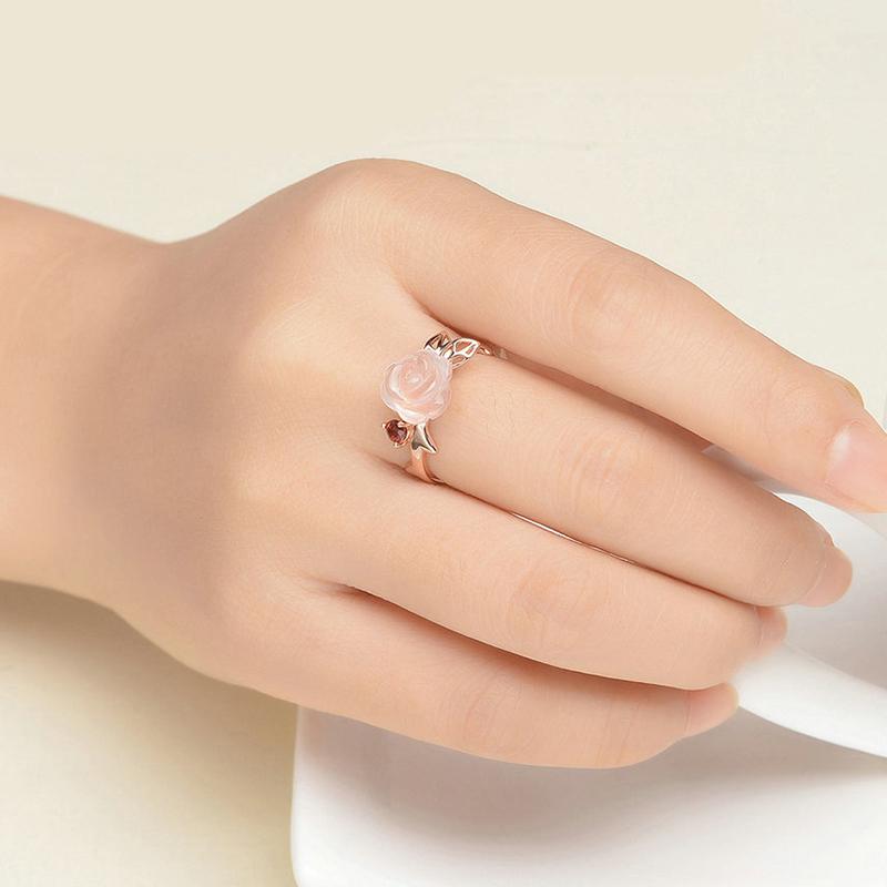 Majestic Rose Quartz & Garnet Ring