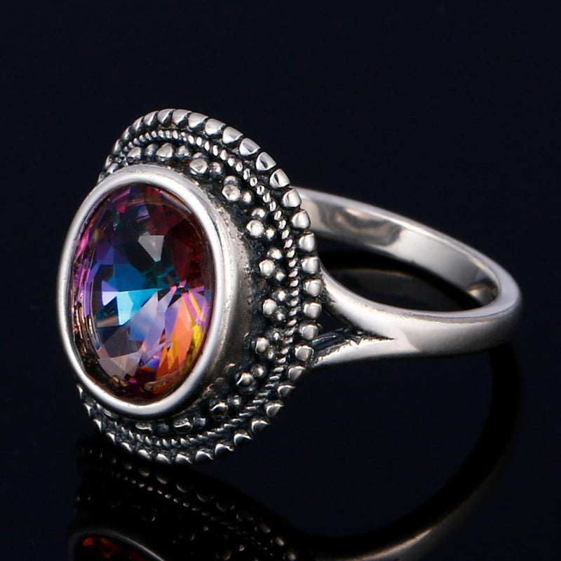 Mystic Rainbow Topaz Silver Ring