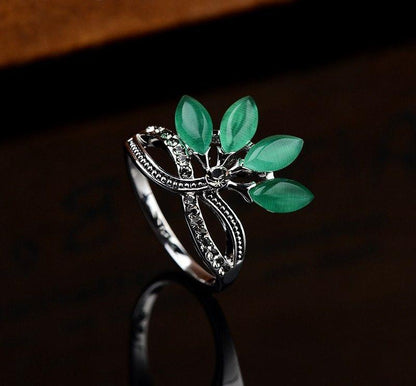 Natural Agate Jade Crystal Ring