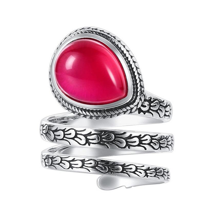 Natural Stone Sterling Silver Wrap Ring