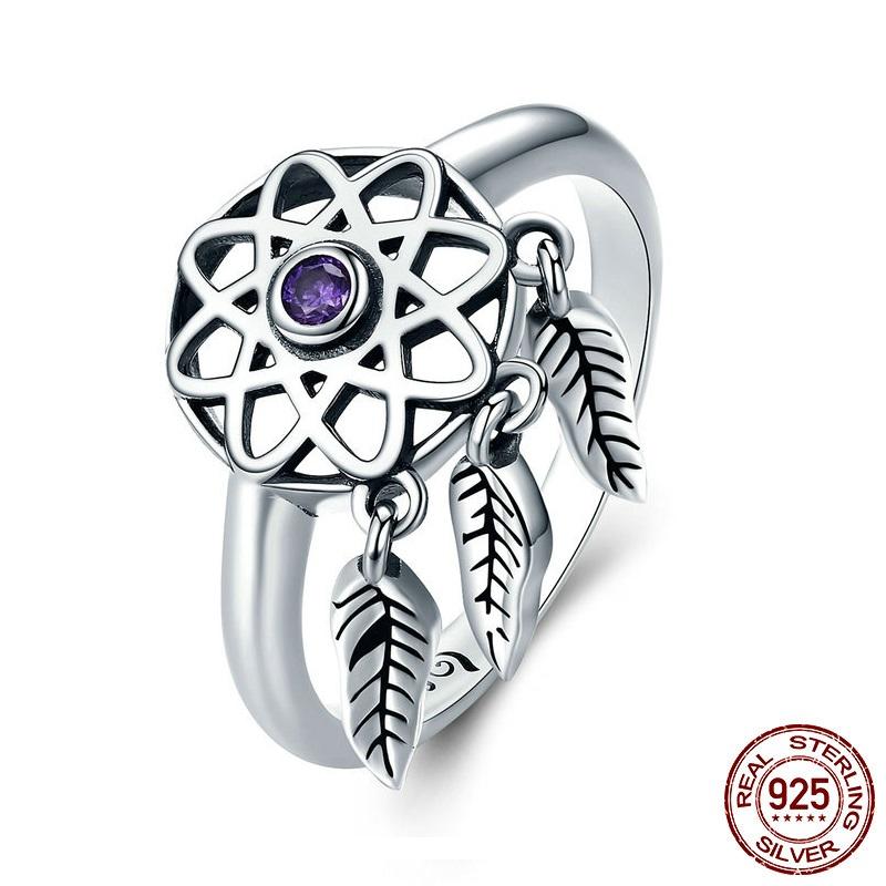 Purple Dreamcatcher Sterling Silver Ring