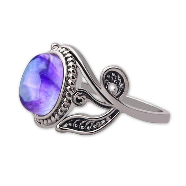 Purple Moonstone Flower Ring