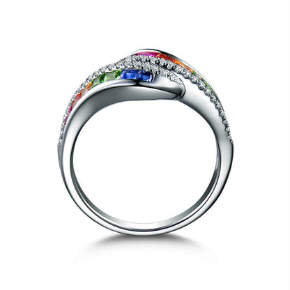 Rainbow Crystal Charms Ring