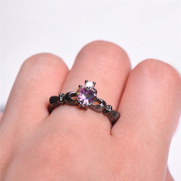 Rainbow Heart Claddagh Ring