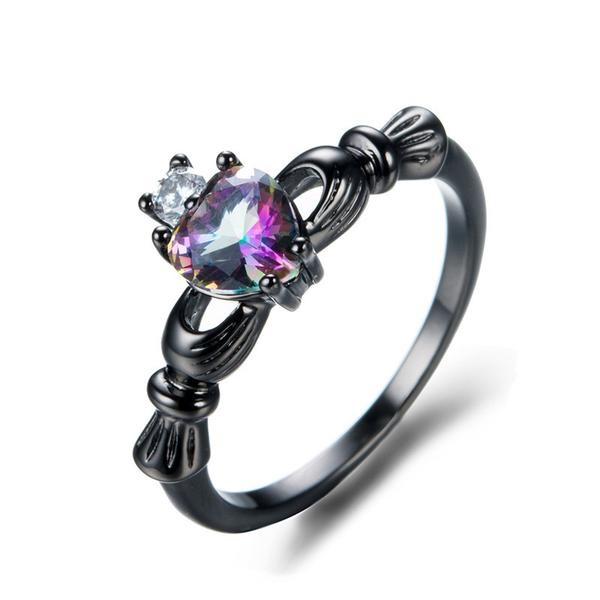 Rainbow Heart Claddagh Ring