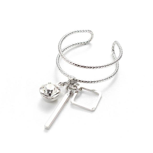 Rhinestone Crystal Tassel Open Ring