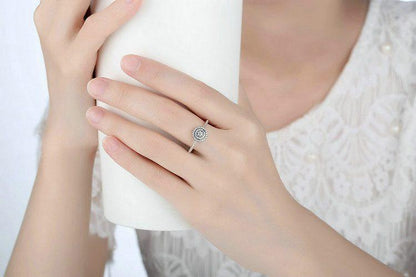Round Flower Silver Ring