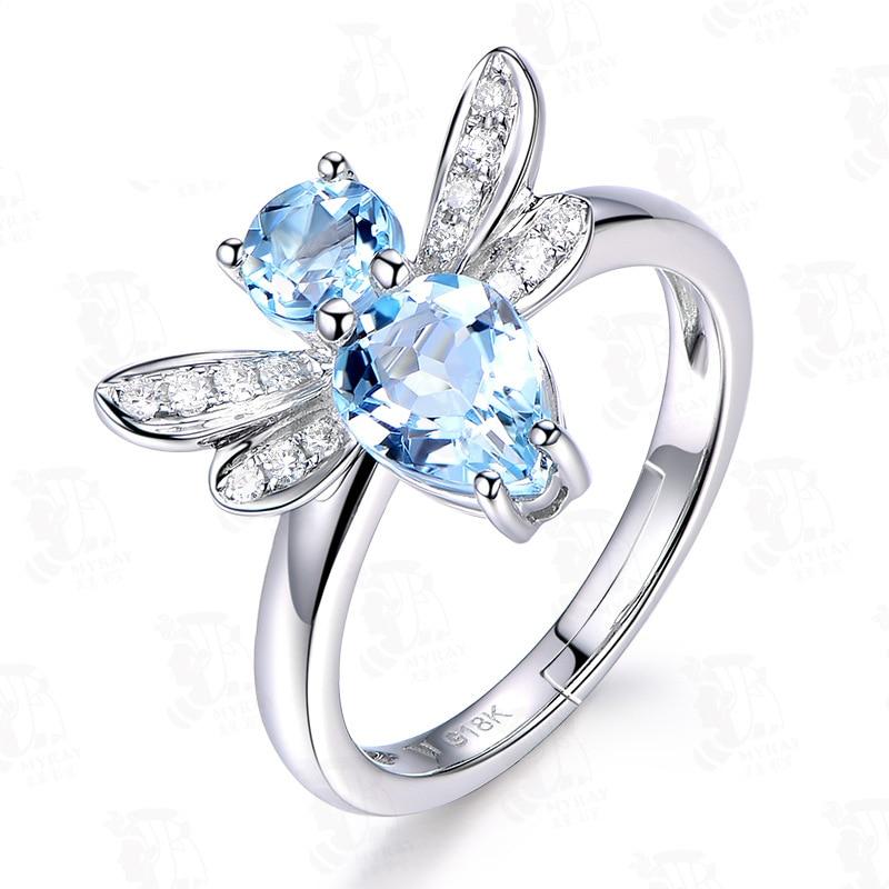 Topaz Dragonfly Silver Ring