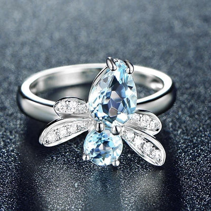 Topaz Dragonfly Silver Ring