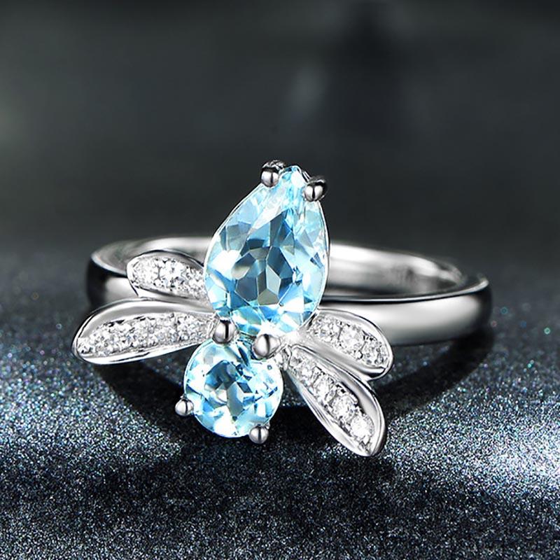 Topaz Dragonfly Silver Ring