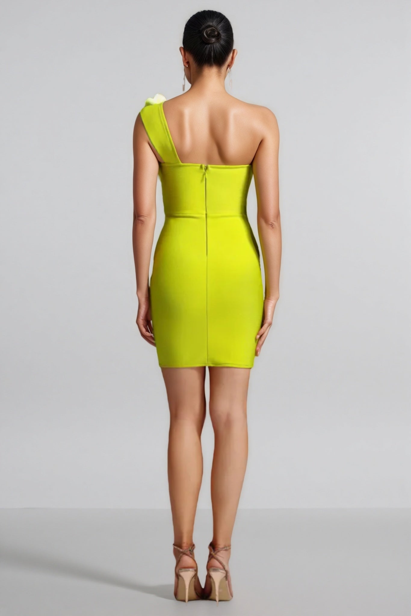 Leifea Green Shoulder 3d Mini Dress